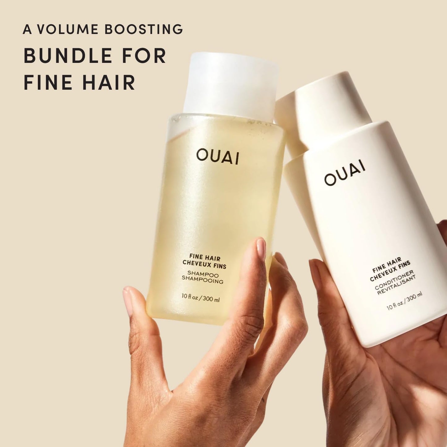 OUAI Fine Hair Shampoo & Conditioner Set, Travel Size - Volumizing Shampoo & Conditioner - With Strengthening Keratin, Biotin & Chia Seed Oil
