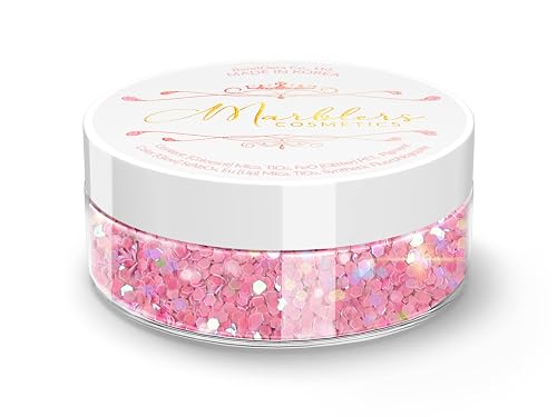 MARBLERS Mermaid Shaped Face & Body Glitter [Pink] 0.18oz (5g) | Chunky | Chopped | Flake | Non-Toxic | Vegan | Cruelty-Free | Festival, Rave & Party
