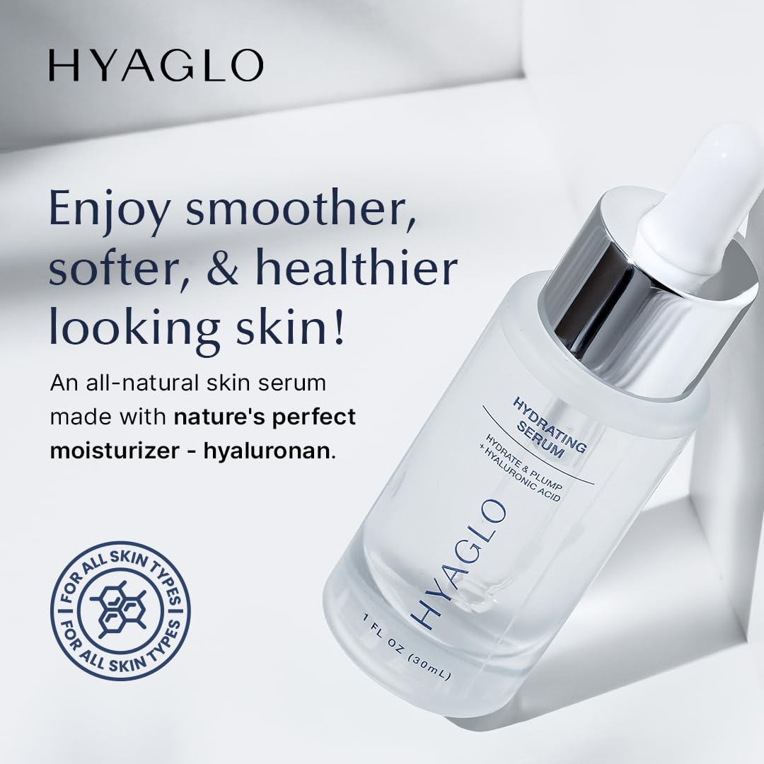 HYAGLO® Intense Moisture Hyaluronic Acid Hydrating Serum | Instant Skin Hydration | Topical Facial Treatment for Skin Dryness | Vegan-friendly Beauty & Personal Care HYAGLO