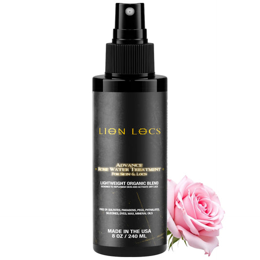 Lion Locs Rosewater Spray for Dreads, Dreadlocks, Braids, Faux Locs, Crochet Locs, Sisterlocks with Aloe, Essential Oils, Vitamins, and Glycerin