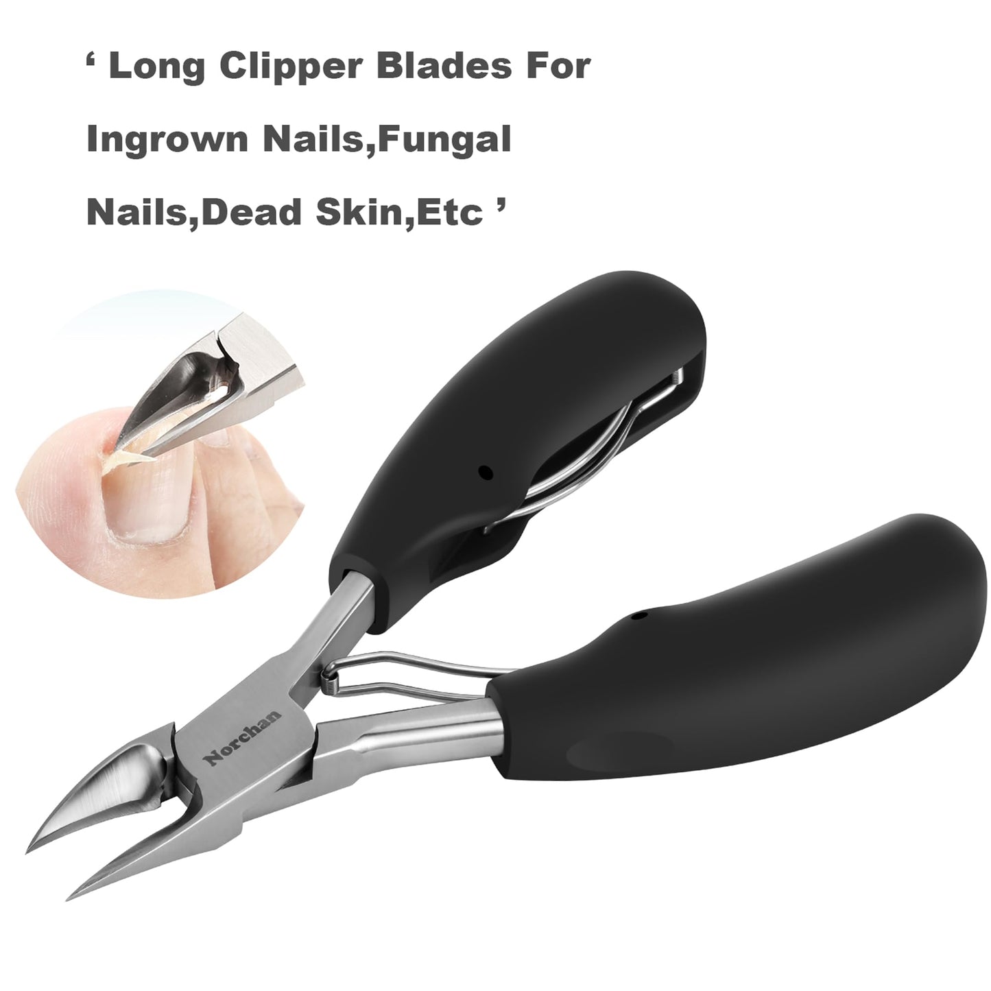 NORCHAN Large Nail Clippers Set, 5-Piece Sharp Toenail and Fingernail Clippers with Nail File, Ideal for Men and Women (Premium, Big Size, Heavy-Duty