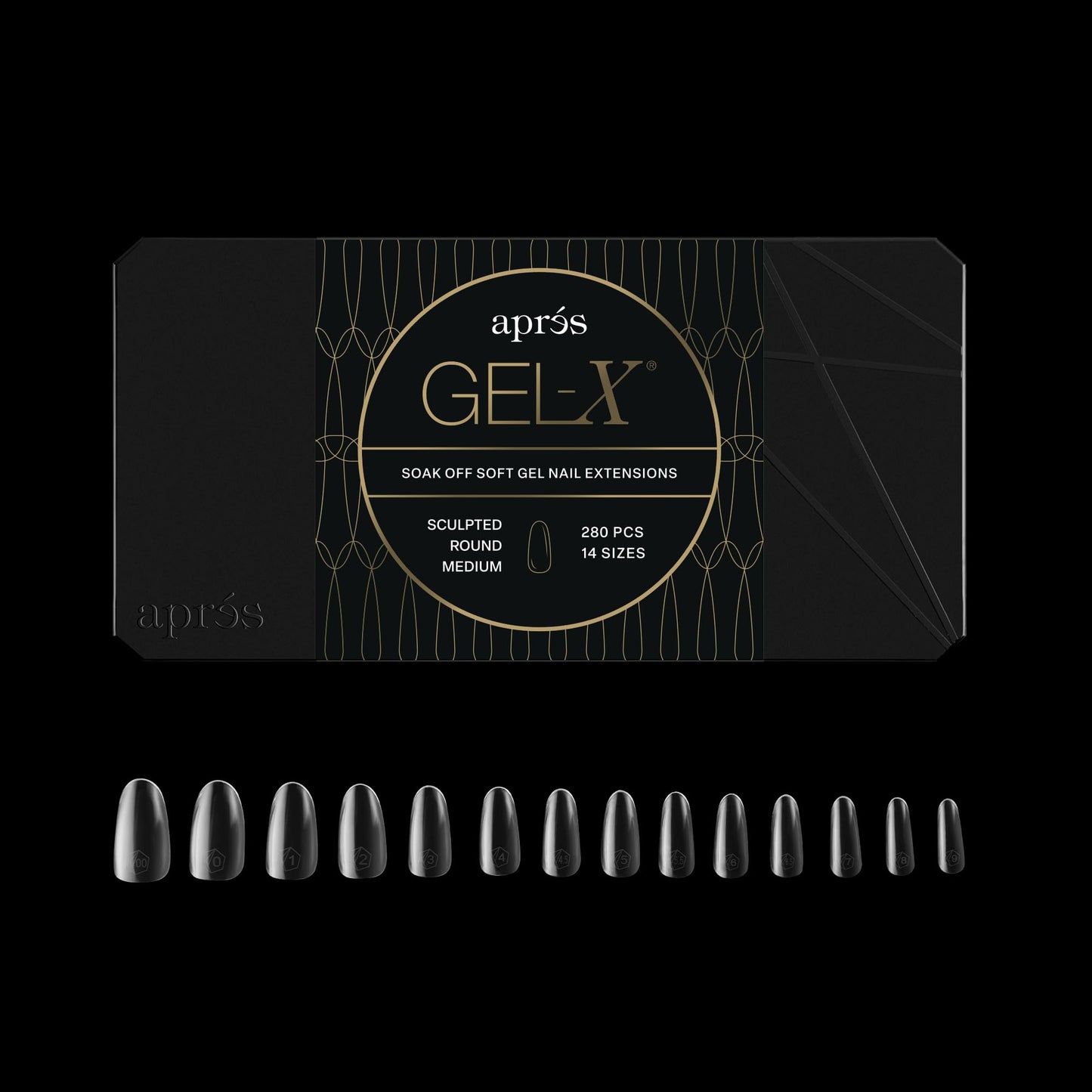 Apres Gel-X® Round Box of Nail Tips | 280 Gel-X Tips, Soft Gel Tips, 14 Sizes 00-9 | Half-sizes Included (Sculpted Round Medium, 280.00 Fl Oz (Pack Beauty & Personal Care APRÉS