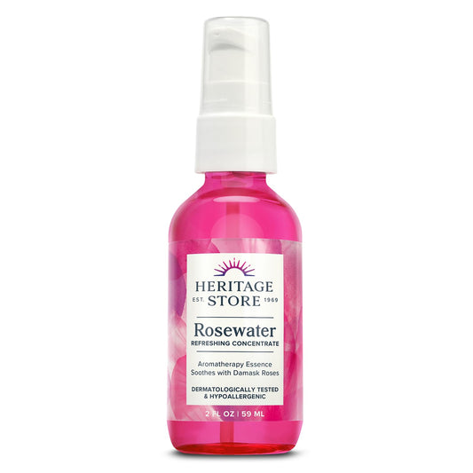 HERITAGE STORE Rosewater Concentrate - Aromatherapy Essence w/Damask Rose - Add Water for a Hydrating Face Mist or Blend Into Unscented Beauty