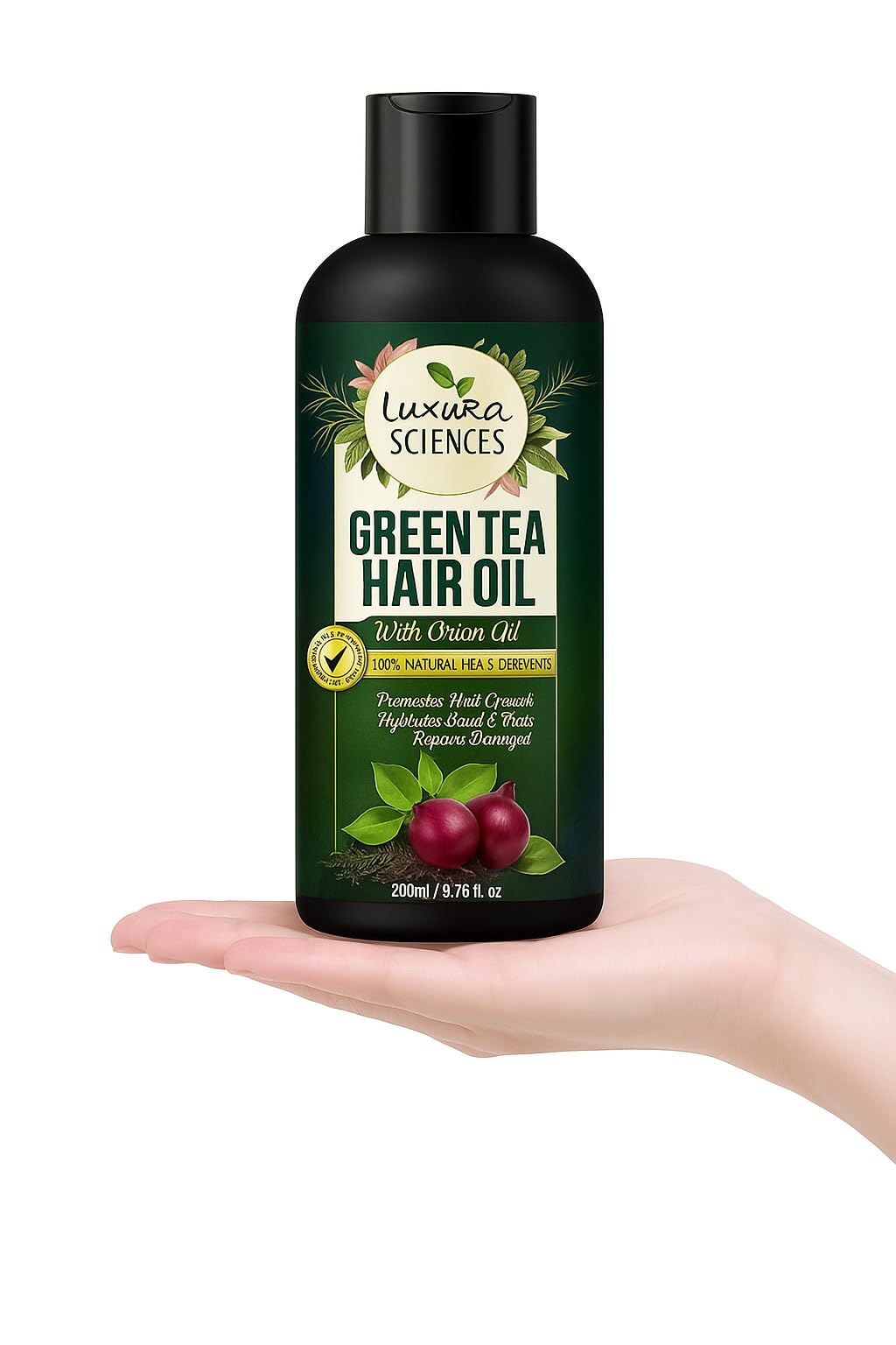 Luxura Sciences Green Tea Oil for Hair Growth | Controls Dandruff & Hair Loss | Root Strengthening Oil | Makes Hair Soft, Shiny & Thick | 6.76 Fl