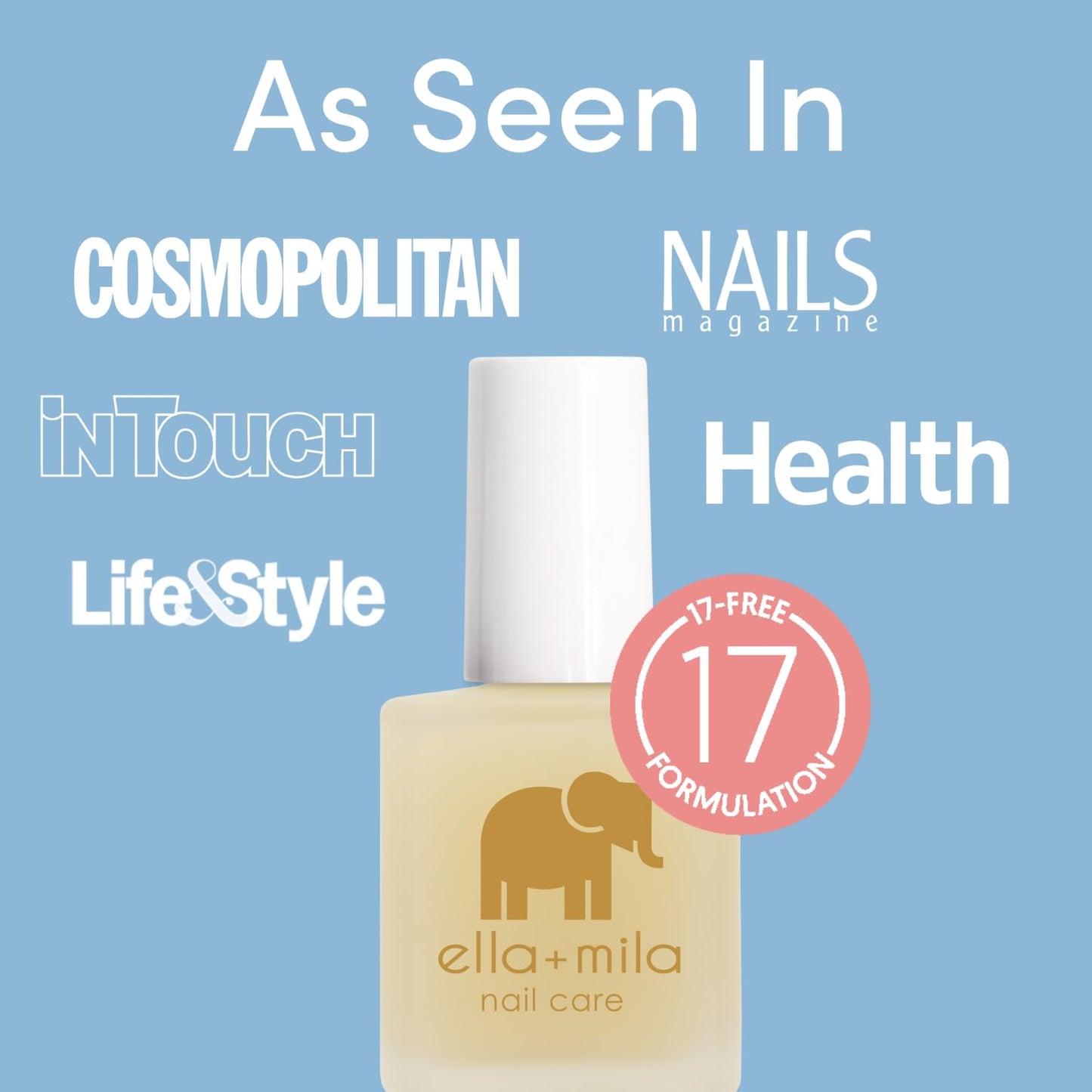 ella+mila Ridge Filler Base Coat Nail Polish - Smoothing Nail Treatment and Long-lasting Ridge Filler - Nourishing Clear Polish for Natural