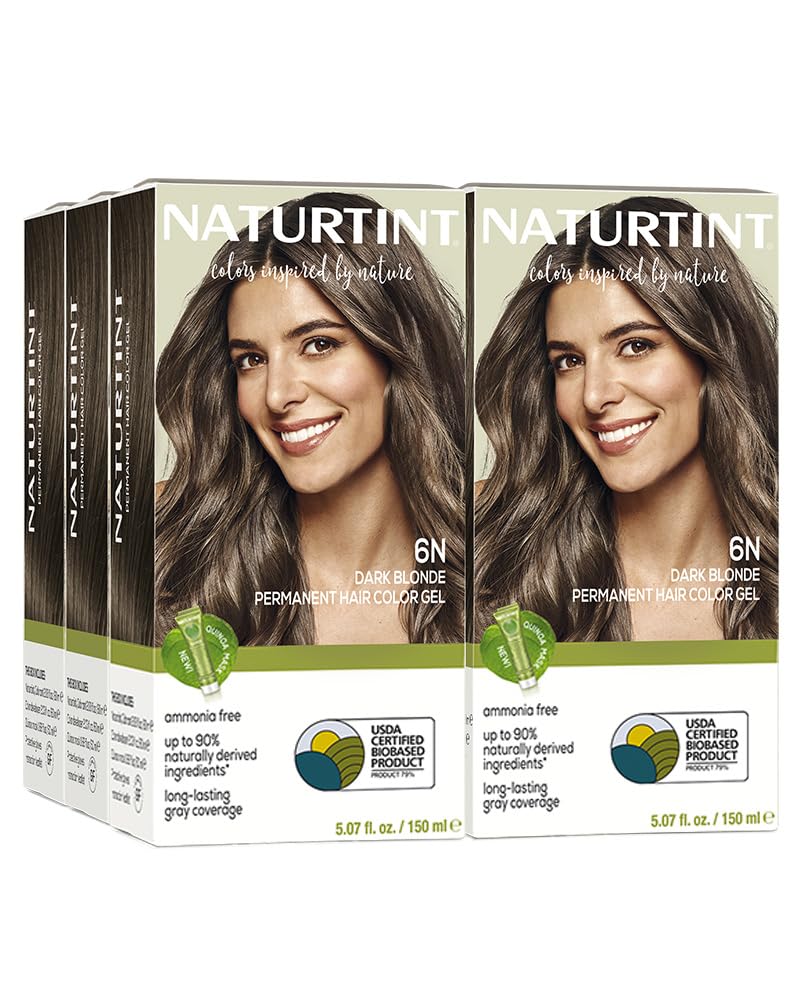 Naturtint 6N Dark Blonde Permanent Hair Color (Pack of 6), Ammonia Free, Vegan, Cruelty Free, up to 100% Gray Coverage, Long Lasting Results