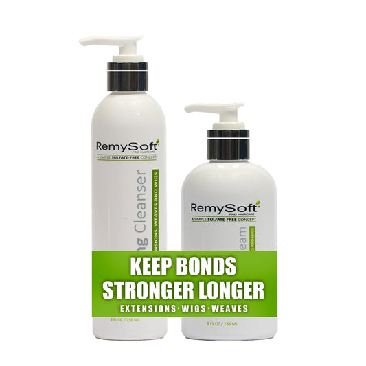 RemySoft Sulfate-Free Detangling Duo: Hydrating Shampoo + Recovery Conditioner for Human & Synthetic Extensions Wigs Weaves Lace Fronts - Moisturelab