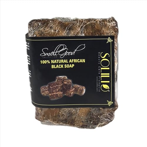 SmellGood - African Black Soap, totally natural, best quality, raw and organic soap, great for body and face wash, imported from Ghana, 1 LB bar Beauty & Personal Care SmellGood