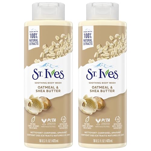 St. Ives Body Wash - Soothing Moisturizing Cleanser with Oatmeal & Shea Butter, Natural Body Wash for Sensitive Skin Made with Plant-Based Cleansers