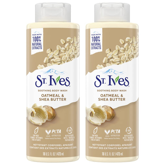 St. Ives Body Wash - Soothing Moisturizing Cleanser with Oatmeal & Shea Butter, Natural Body Wash for Sensitive Skin Made with Plant-Based Cleansers