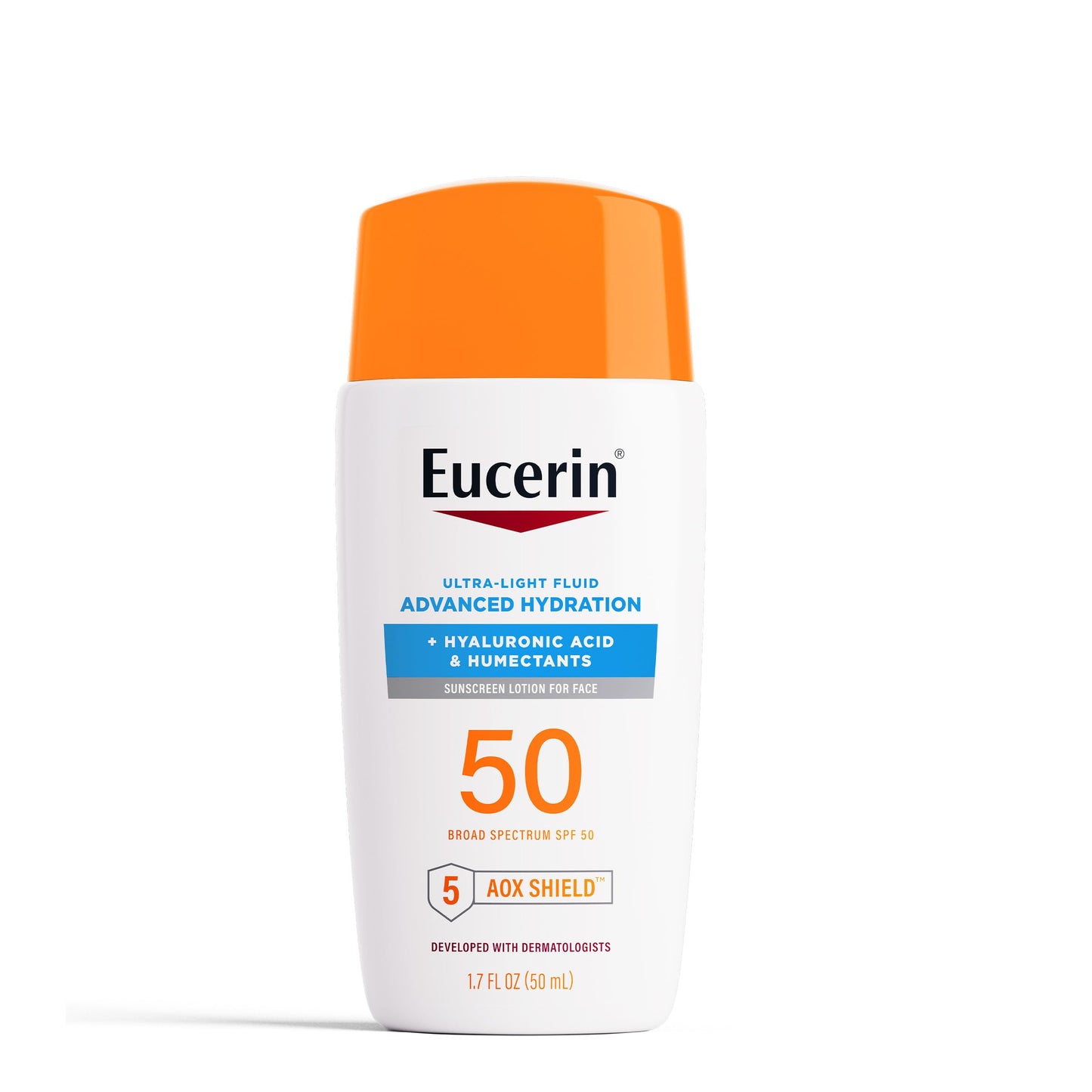 Eucerin Sun Advanced Hydration Ultra-Lightweight Face Sunscreen SPF 50 with Hyaluronic Acid & Humectants, Hydrating Sunscreen for Face, Non