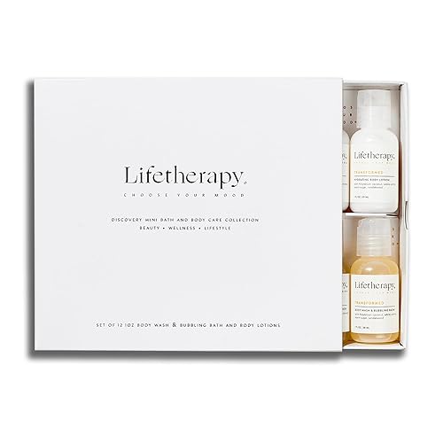 Discovery Mini Bath & Body Care Collection, Gift Set, 6 Scents - 6 Hydrating Body Lotions, 6 Body Washes - Bubbling Bath, Twelve 1oz Products, Ready