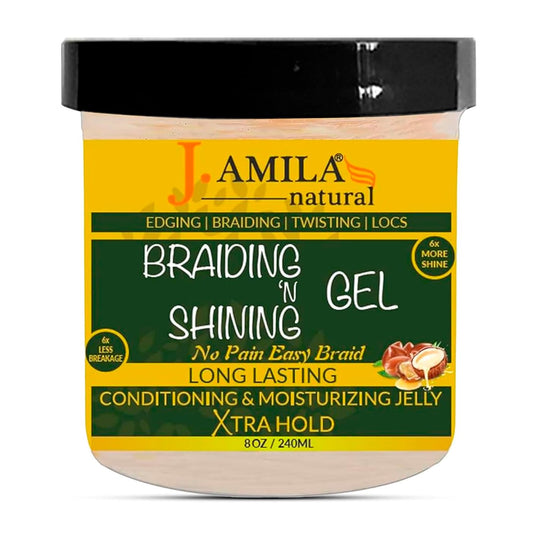 J. AMILA Braiding N Shining Gel - Extreme Hold, Moisture-Rich & Flake-Free - Natural Ingredients for Curly & Coily Hair - Ideal for Braids, Twists