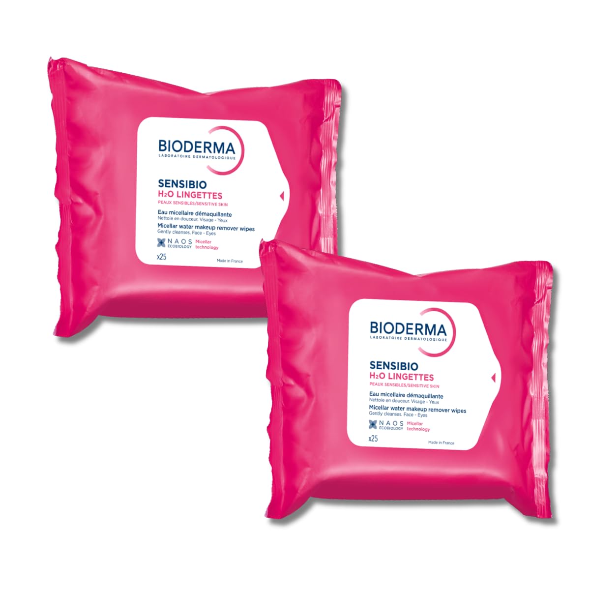 Bioderma Sensibio H2O Biodegradables Wipes Cleansing and MakeUp Removing Skin Soothing for Sensitive Skin, 50 Count Beauty and Personal Care Bioderma