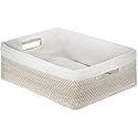 KOUBOO Laguna Rattan Shelf Basket with Cotton Liner, White Wash