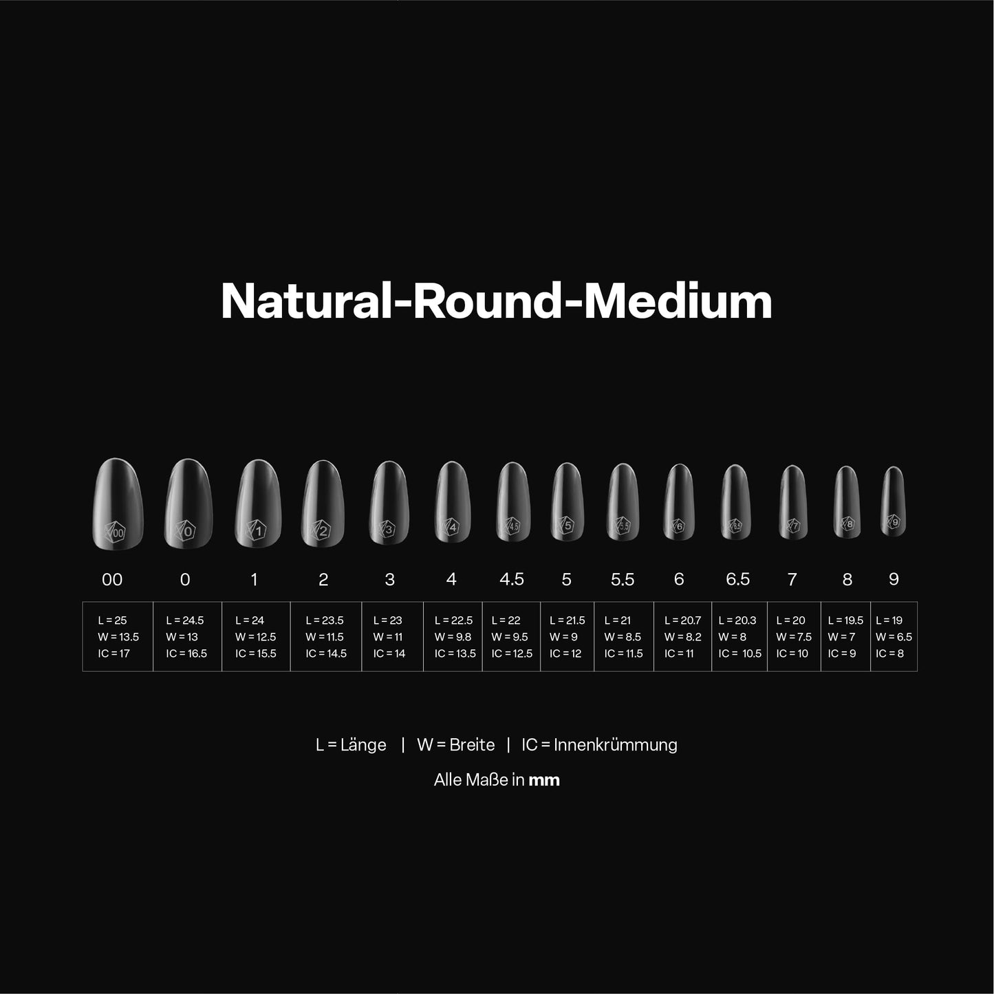 Apres Gel-X® Round Box of Nail Tips | 280 Tips, Soft Gel Tips, 14 Sizes 00-9 | Half-sizes Included (Natural Round Medium) Beauty & Personal Care APRÉS