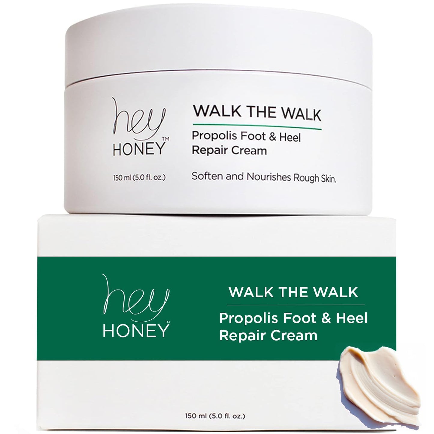 Hey Honey Walk the Walk Propolis Foot & Heel Cream for Dry, Cracked Feet | 72-Hour Hydration, Callus Remover & Odor-Fighting Moisturizer with Honey