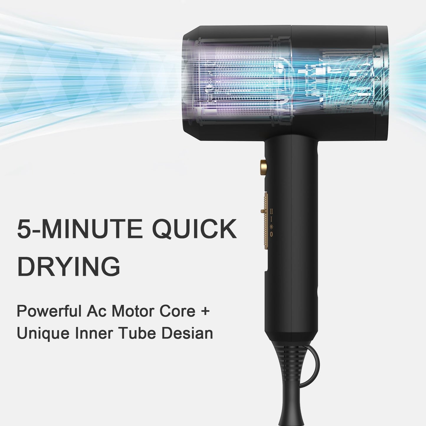 slopehill Professional Ionic Hair Dryer, Powerful 1800W Fast Drying Low Noise Blow Dryer with 2 Concentrator Nozzle 1 Diffuser Attachments for Home Beauty and Personal Care slopehill