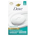Dove Beauty Bar Soap Sensitive, 6 Bars for Sensitive Skin, Fragrance Free and Hypoallergenic 3.75 oz