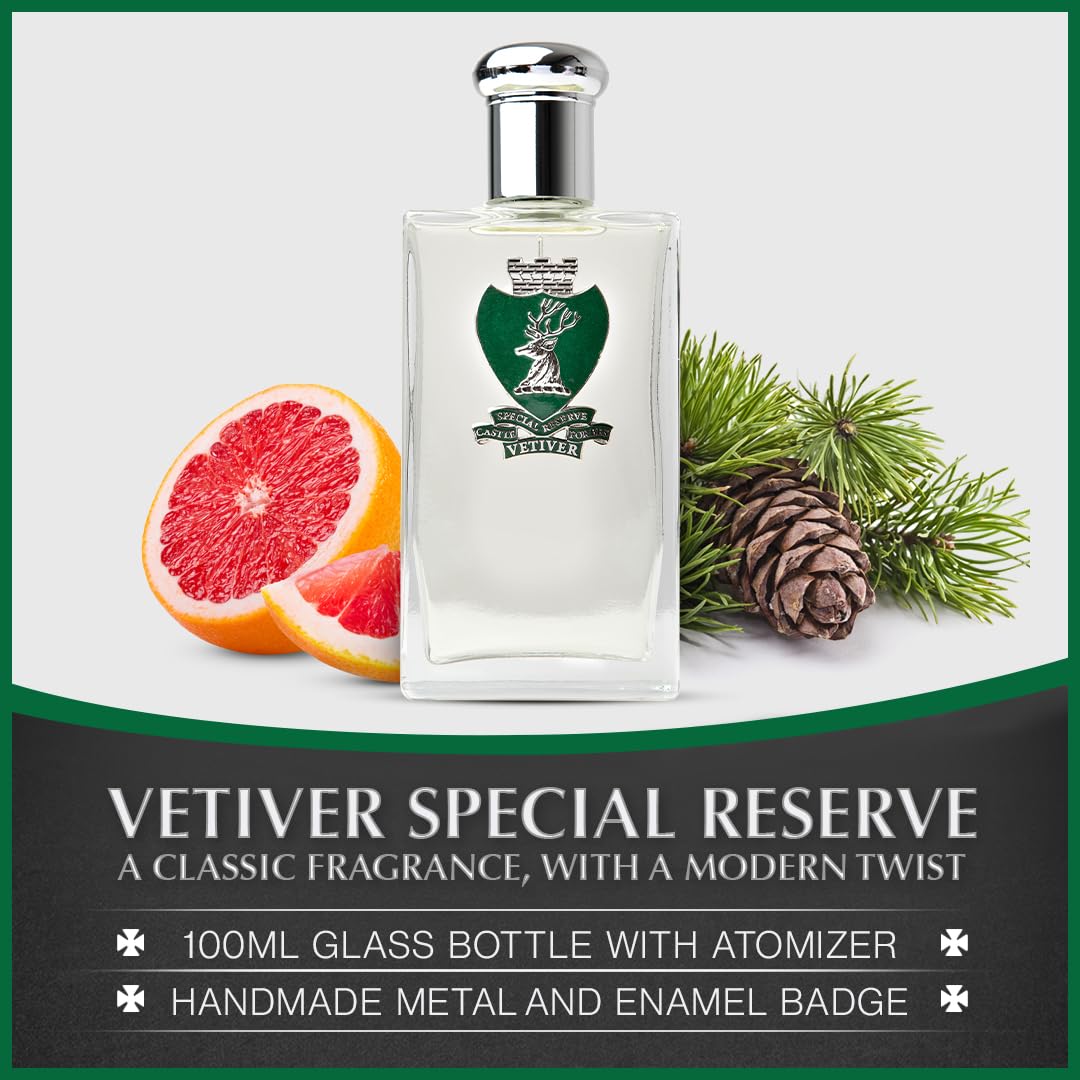 Castle Forbes Vetiver Special Reserve Men's Cologne, 100ml | Classic Men’s Fragrance w/a Modern Twist | Made w/Essential Oils | Paraben-Free