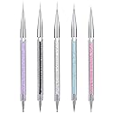 Gel Polish Nail Art Brushes Set-5 Pcs Dual-ended Nail Paint Brushes for Nail Art with Fine Liner Brushes and Dotting Pen (5,7,9,11,13 mm)