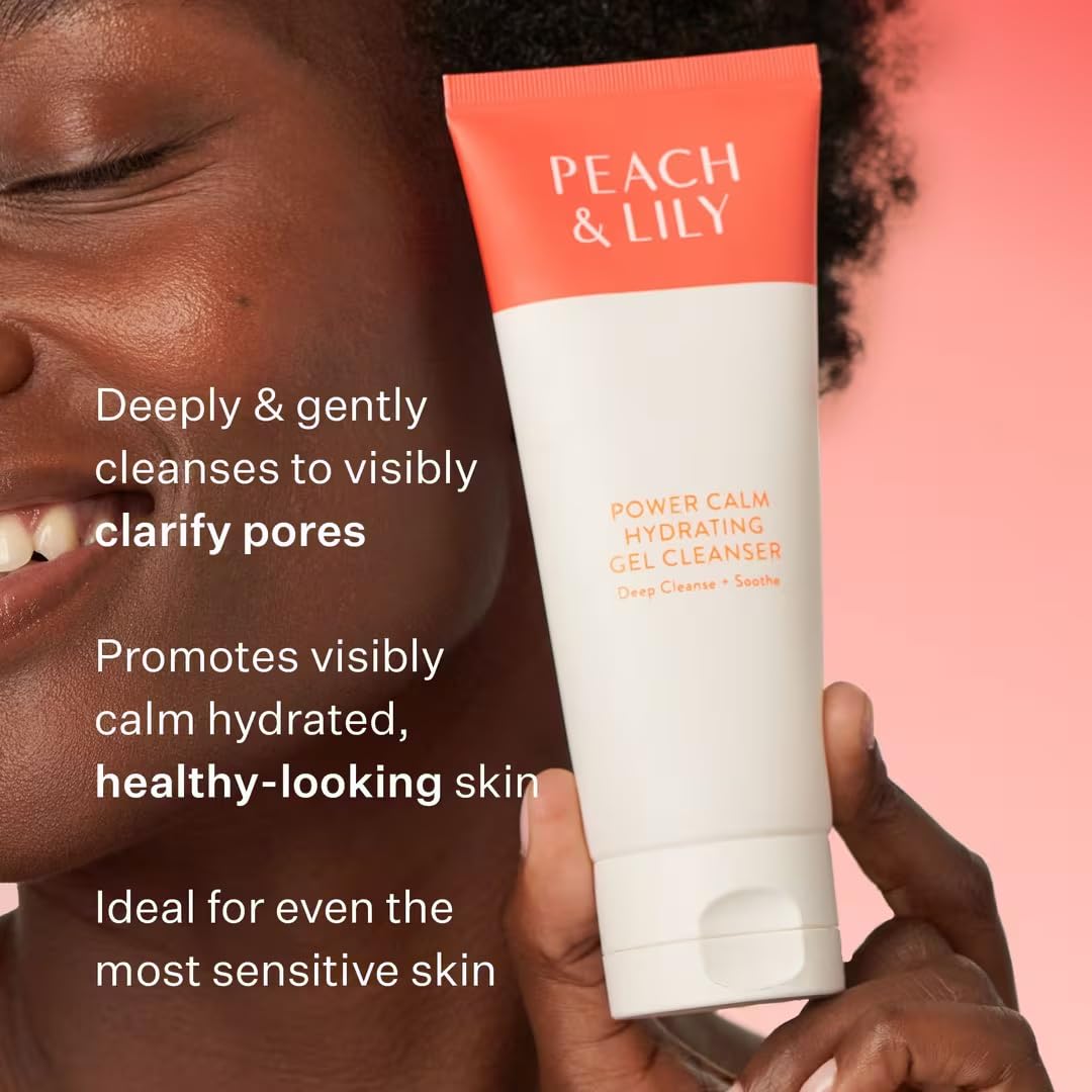 Peach & Lily - Power Calm Hydrating Gel Cleanser (3.38 oz) - Face Wash & Facial Cleanser - Light Makeup Remover - Chamomile, Cucumber Fruit & Cica