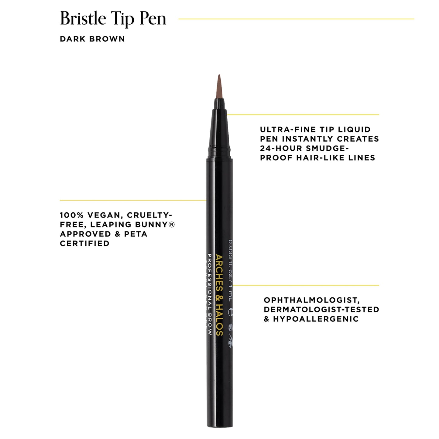 Arches & Halos Microblading Brow Shaping Pen - Fuller, More Defined Brow - Long-lasting, Smudge Resistant, Rich Color - Vegan and Cruelty Free Makeup