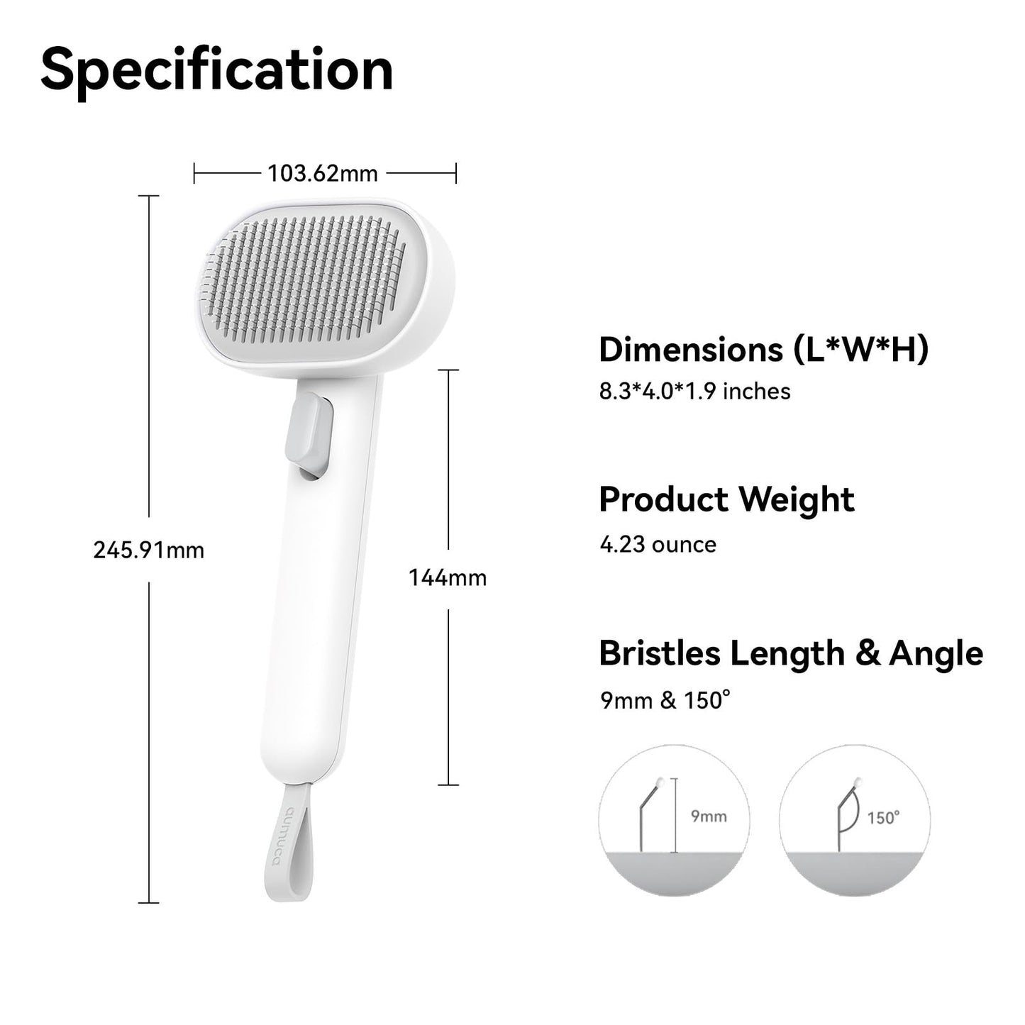 aumuca Cat Brush for Shedding – Grooming Deshedding Tool for Long & Short Haired Cats, Dogs, Kittens – White