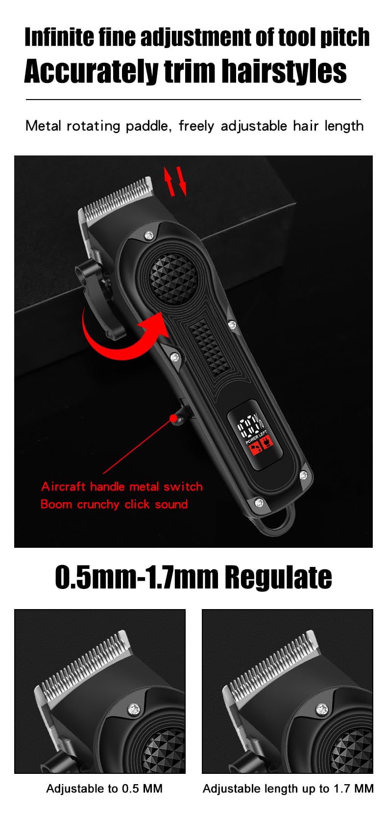 Professional Hair Clippers for Men,Cordless Hair Trimmer, LCD Display Barber Clippers for Hair Cutting & Mens Grooming with LED Display, Powerful Beauty and Personal Care QDKVTNDJZ