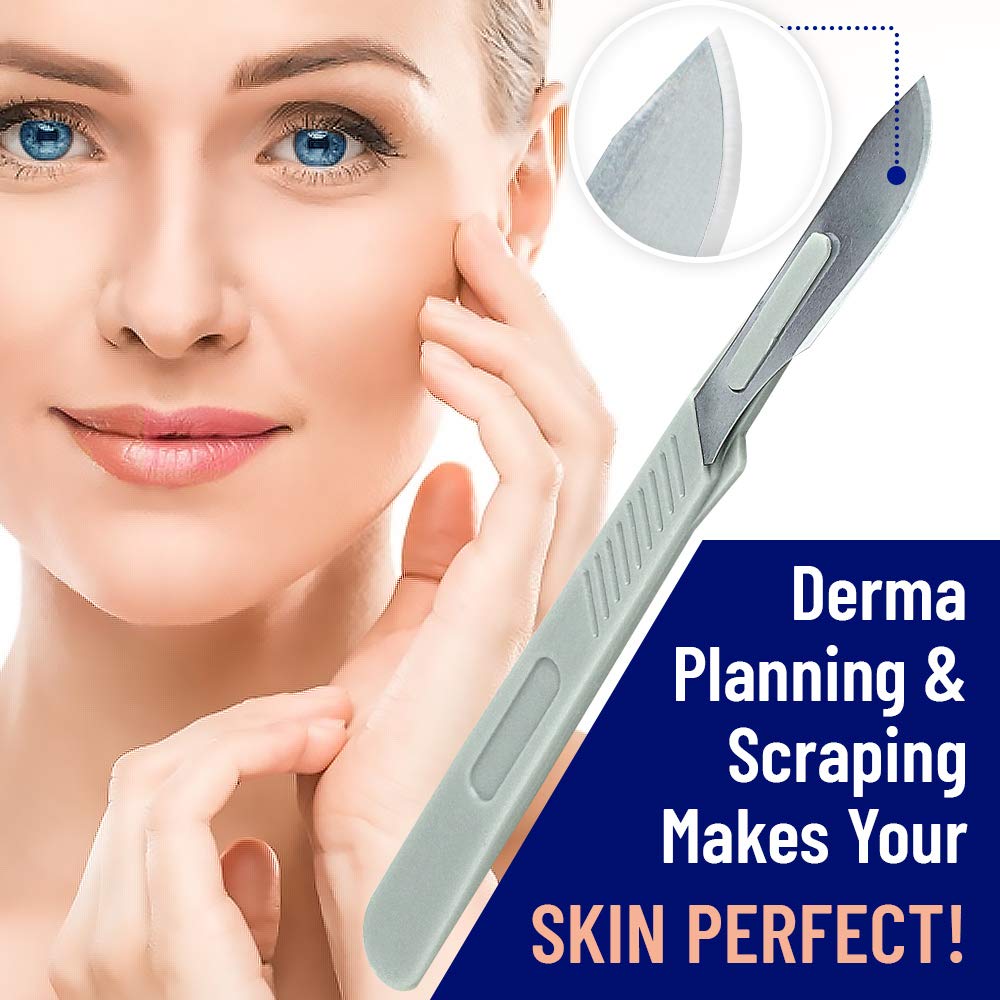 Disposable #10 and #11 Scalpel Blades, Pack of 20 Dermaplaning Blades w. Plastic Handle, Surgical Knife Scalpel, Carbon Steel Dermablade Surgical Beauty and Personal Care MyMed