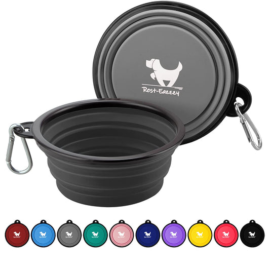 Collapsible Dog Bowls for Travel – 2-Pack Portable Water & Food Bowls for Dogs & Cats, Foldable Pet Dishes with Carabiners, BPA-Free