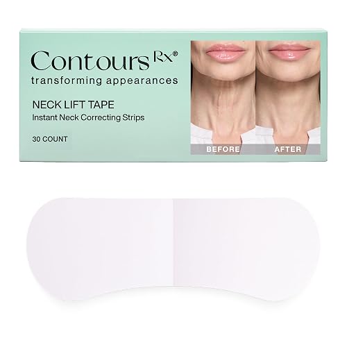 Contours Rx Neck Tightening Tape (30 Count) - Moisturizing Invisible Neck & Décolleté Strips - Instantly Smoothens & Tightens Neckline - Cosmetic Tape