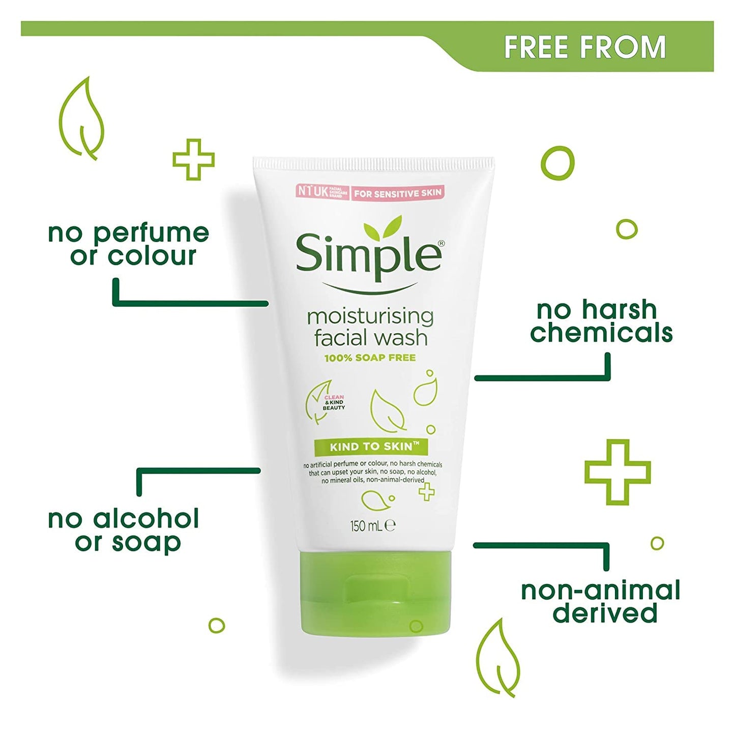 Simple Moisturizing Kind to Skin Face Wash, 5 oz (4 pack) (Bundle)