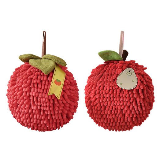 DONGKER Fuzzy Ball Hand Towel,2 PCS Chenille Fluffy Microfiber Ball Towel with Hanging Loop Quick Dry for Bathroom Washstand Kitchen