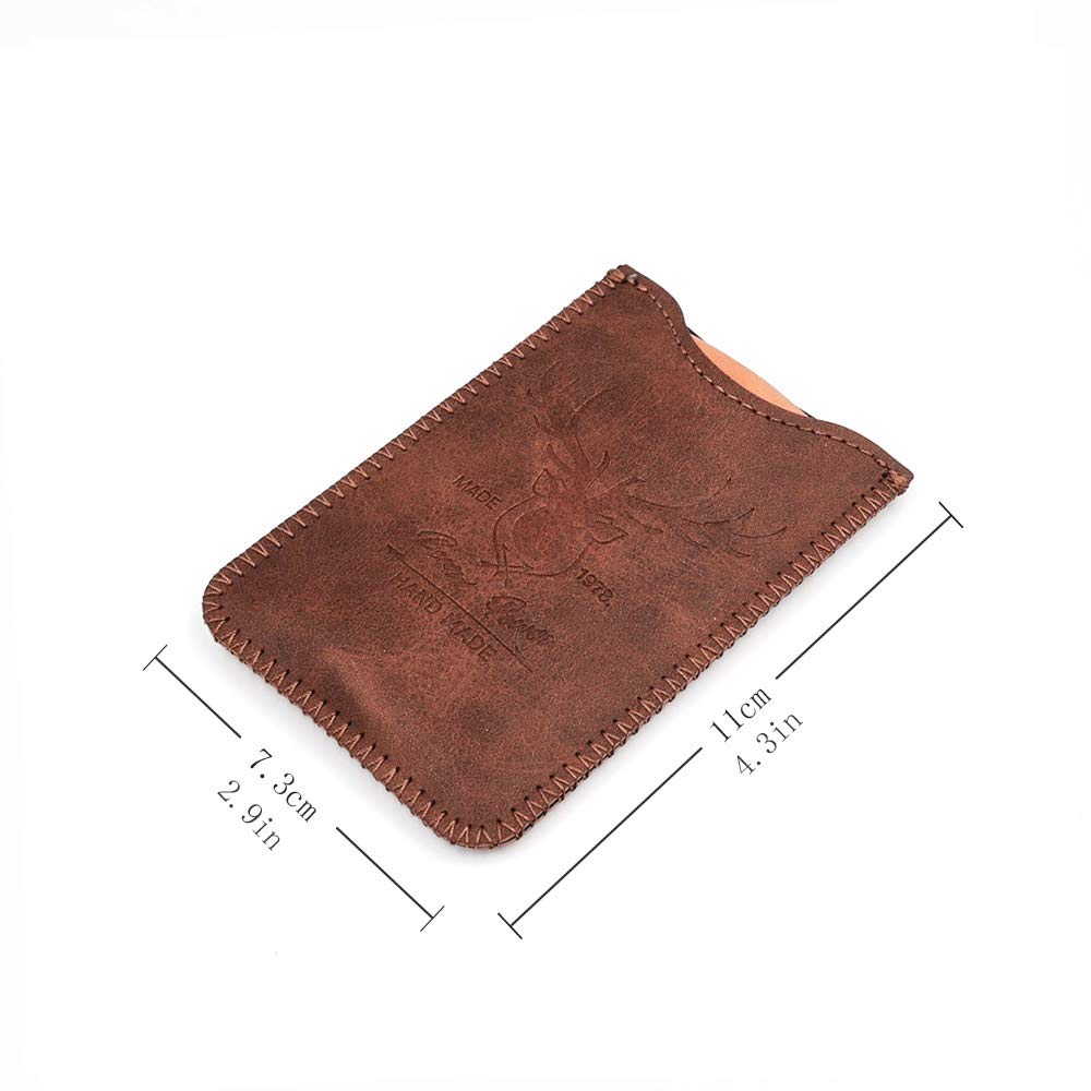 Menesia Wooden Comb with Durable Case - Fine & Coarse Teeth, Pocket Comb for Beards, Mustaches & Hair, Brown Deer Design