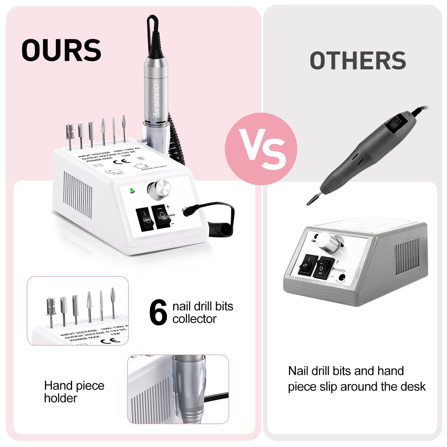 Jiasheng Professional Nail Drill, 20000rpm Electric Nail Drill Machine, Electronic Nail File Drills for Acrylic Nails Gel Nails Manicure Pedicure