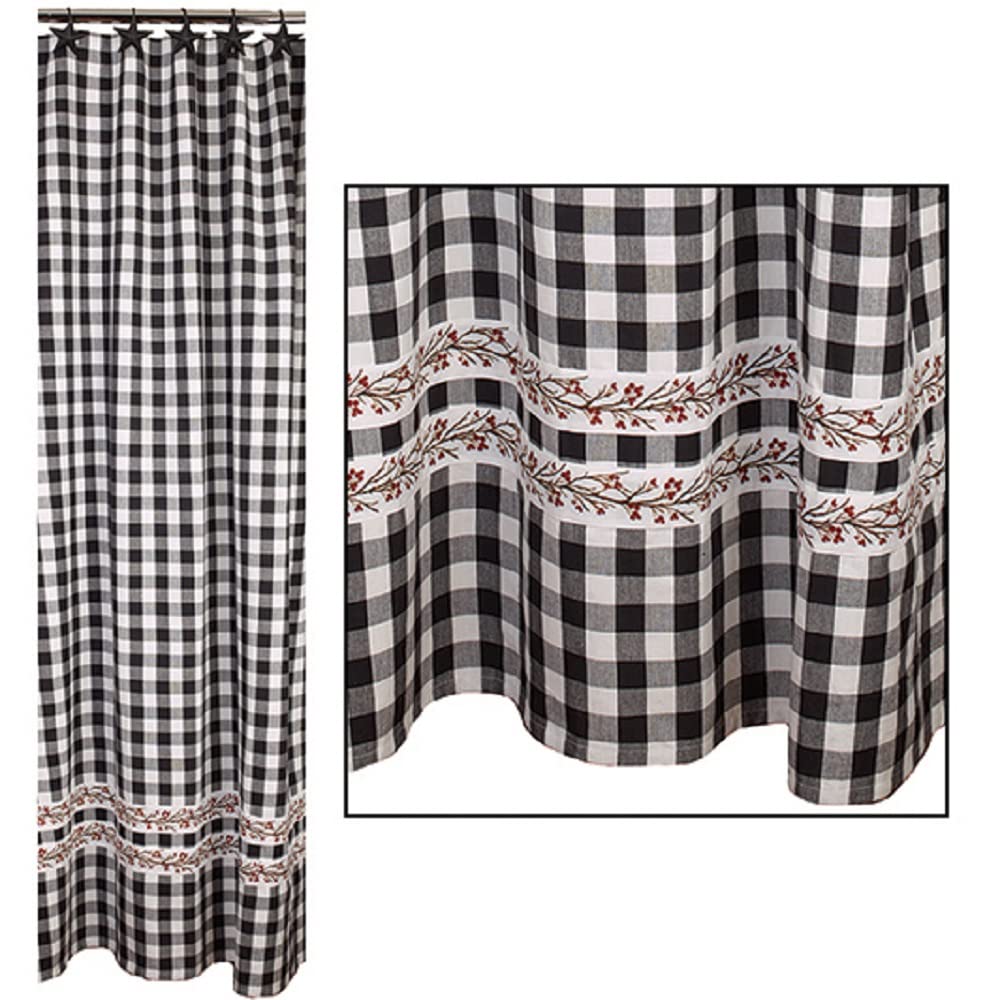 The Country House Collection 32195 Berry Vine Check Shower Curtain,72-inch