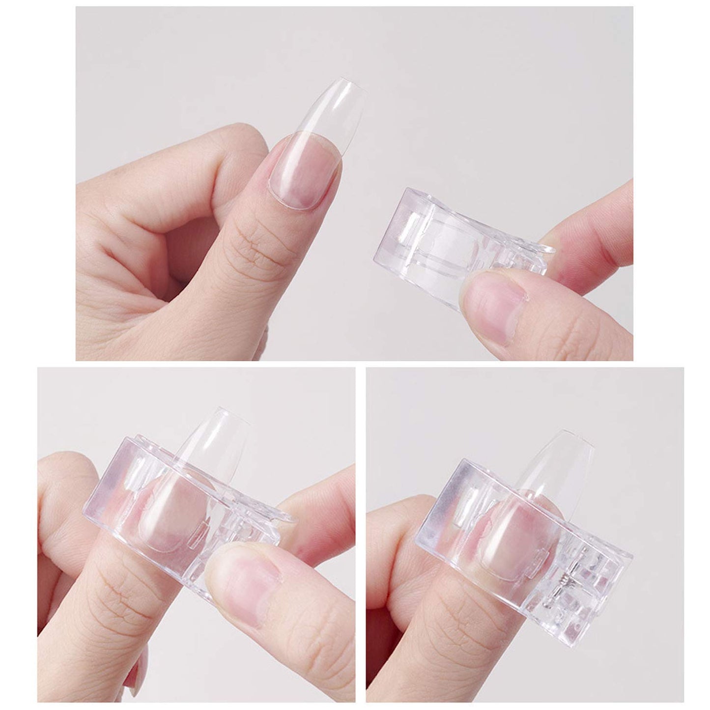 12Pcs Nail Tips Clip for Quick Building Polygel Nail Clips for Polygel Finger Nail Extension Manicure Nail Art Tool with 1Pcs False Nail Tip Trimmer