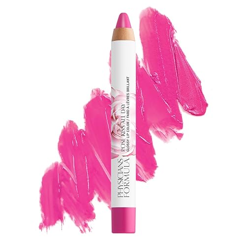 Physicians Formula Rosé Kiss All Day Glossy Lipstick LIp Color Makeup, Red, She's a Wild Rose | Dermatologist Tested, Clinicially Tested