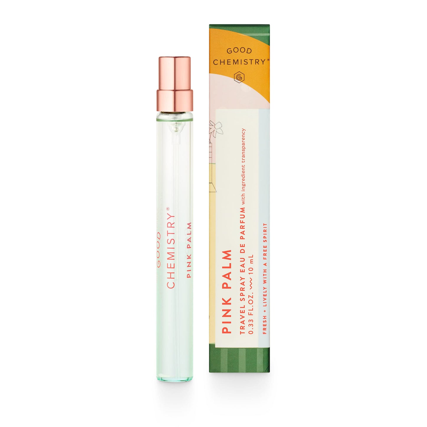 Good Chemistry Pink Palm Travel Spray 0.33 fl oz - Long-Lasting On-the-Go Perfume with Dragon Fruit, Magnolia, & Sugared Vanilla - Fresh, Clean