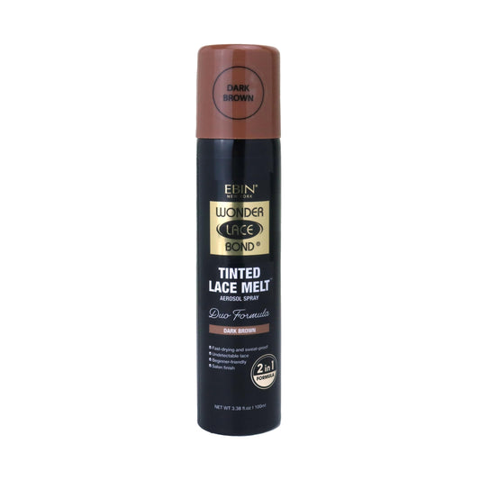 EBIN NEW YORK Wonder Lace Bond Tinted Lace Melt Aerosol Spray - Dark Brown 3.38oz/ 100ml - Quick Dry No Transfer Formula, Humid Resistant, Infused