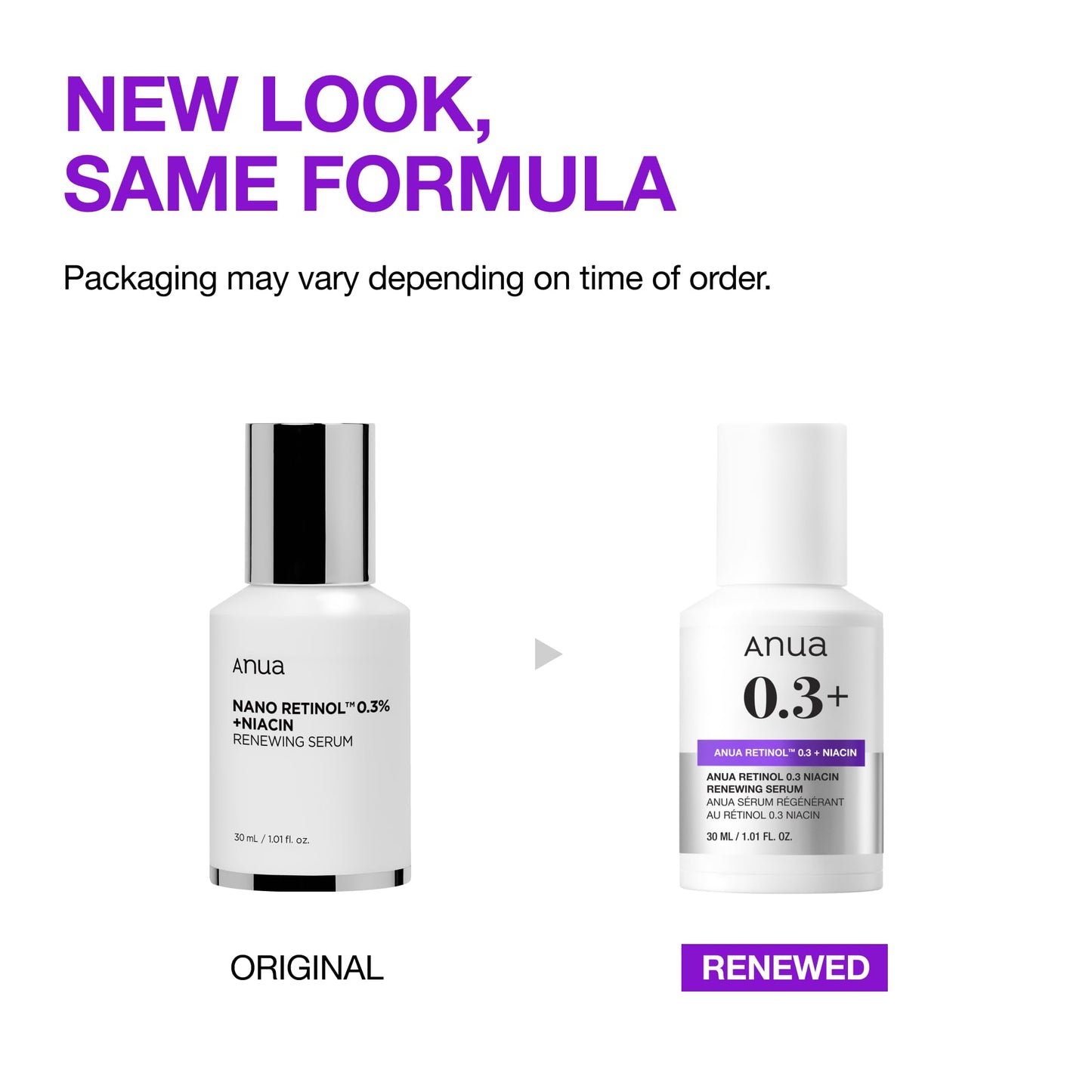 Anua Retinol Serum for Smooth & Renewed Texture, 0.3% Retinol, 5% Niacinamide, Hydration & Glass Skin, Gentle for Beginners, Korean Skincare, 1.01 fl Beauty and Personal Care ANUA