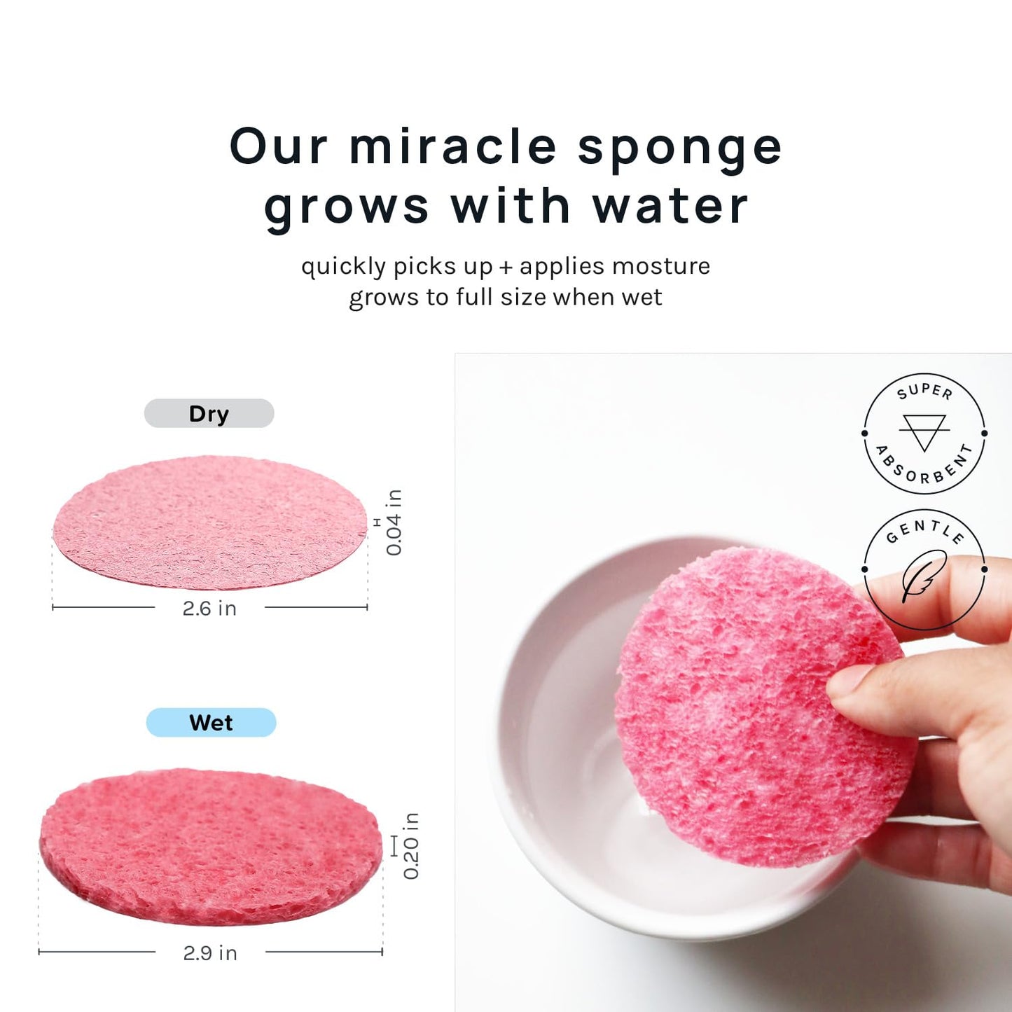 AOA Studio 50-Count Compressed Facial Sponges 100% Natural Cosmetic Spa Sponges for Facial Cleansing, Exfoliating Mask, Remove for Makeup, Dead Skin