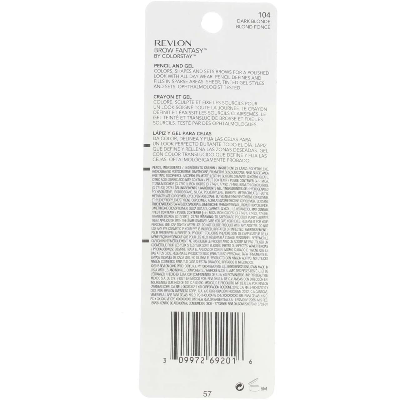 Revlon Brow Fantasy Pencil & Gel, Dark Blonde [104], 0.04 oz (Packs of 2)
