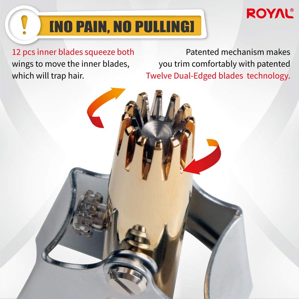 ROYAL [Made in Korea] NO Battery,5 Pcs Nose Hair Trimmer Set, Golden Birdie Value Pack,(Nose Hair Trimmer with 4 Nail Clippers) The Best Gift Beauty and Personal Care ROYAL
