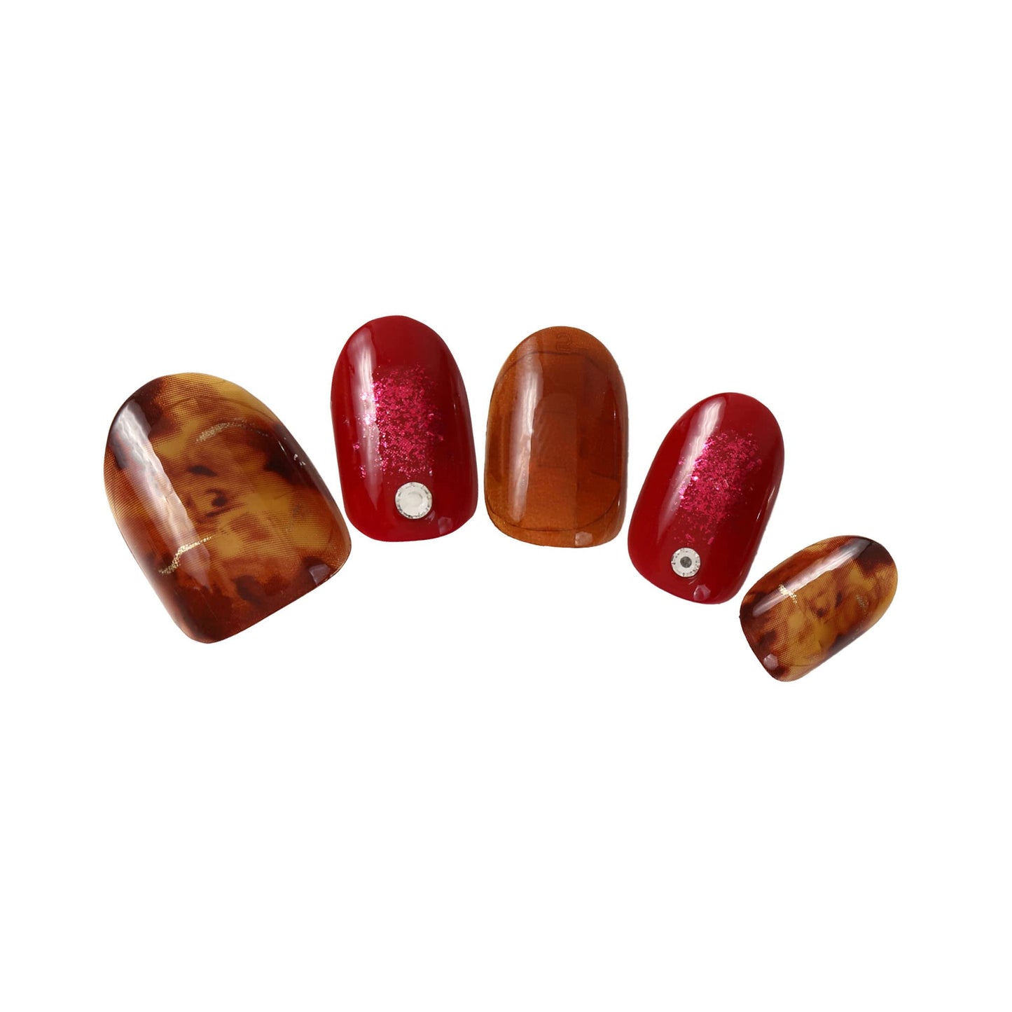 Kiss New York Press and Go False Nails Press On Nails Full Cover Nails Tips with Self Adhesive Tabs (Red Marble)