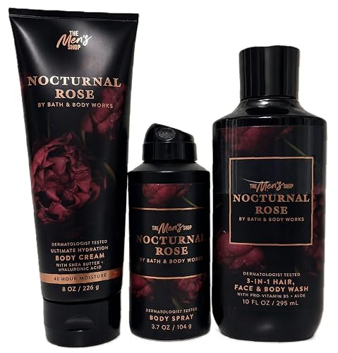 Bath & Body Works The Men's Shop - Nocturnal Rose 3 Piece Body Care Set - Spray, Cream, and Wash Beauty & Personal Care Bath & Body Works