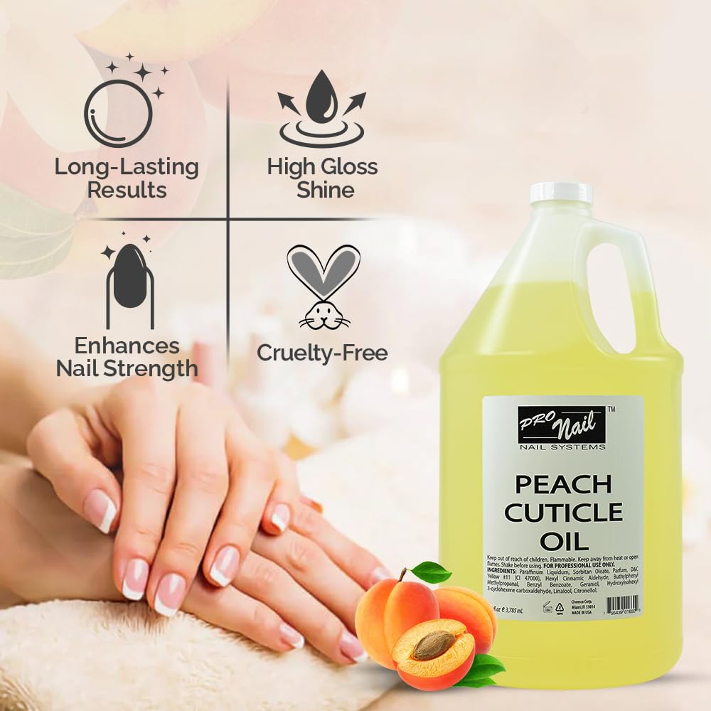 PRO NAIL - Cuticle Revitalizing Oil for Nails, Peach, 128 Oz - Professional Strength, Pedicure and Manicure - Moisturizes and Strengthens Nails