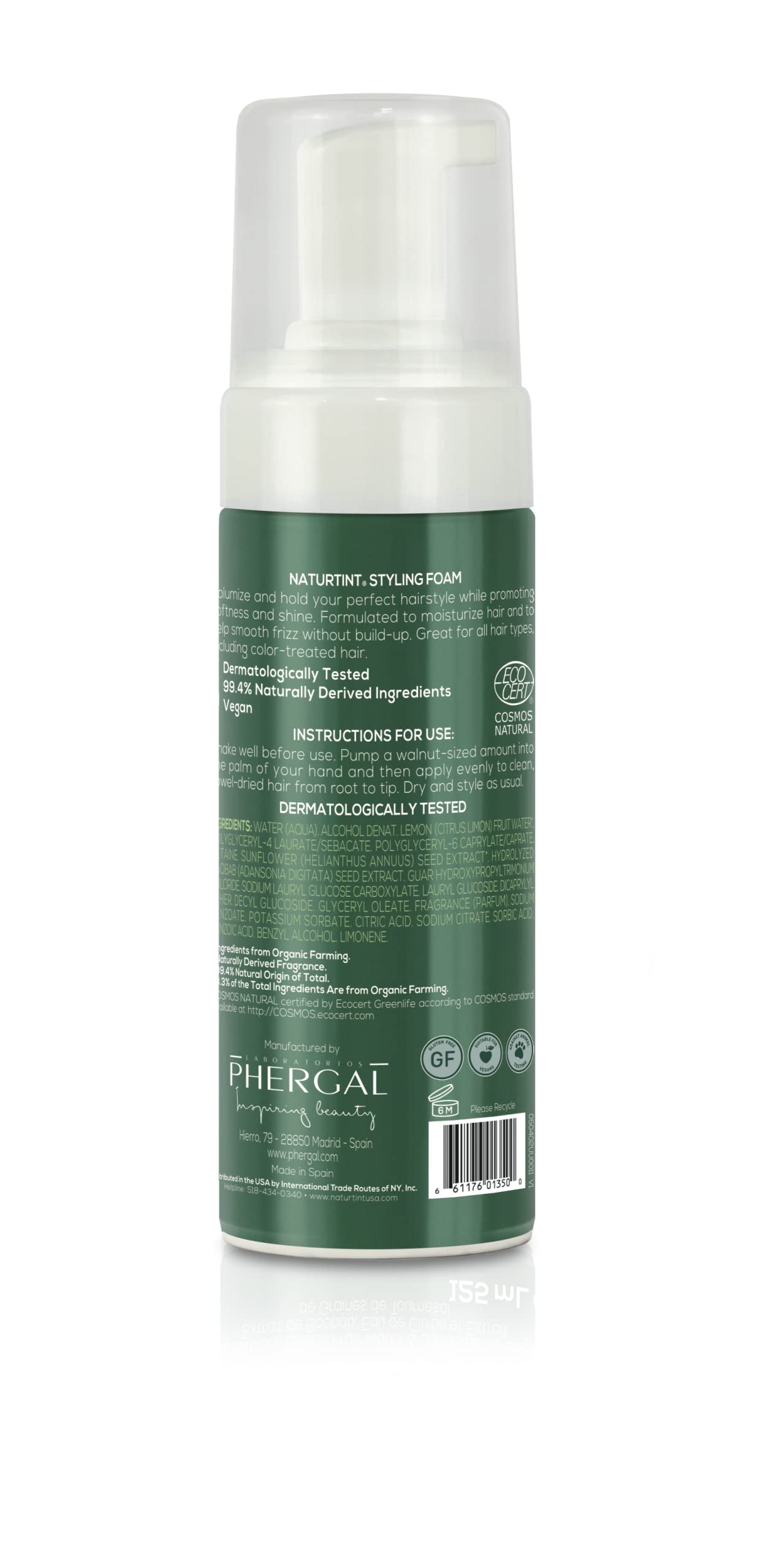 Naturtint Volumize & Hold Styling Foam - Naturally Derived Ingredients, Dermatologically Tested, Vegan