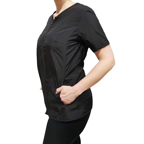 CHARLENE Ivy Short Sleeves Jacket, Mesh Back Hair Water Repellent - Taffeta, Lace, and Mesh Details - Zipper Closure - Machine Washable - Stylish